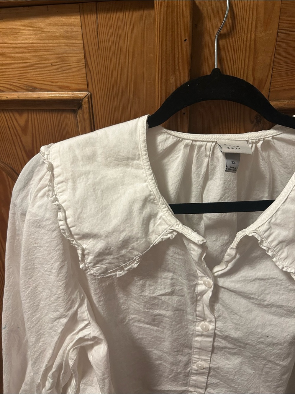 Target White Button-Down Blouse with Ruffled Collar - Picture 3 of 5